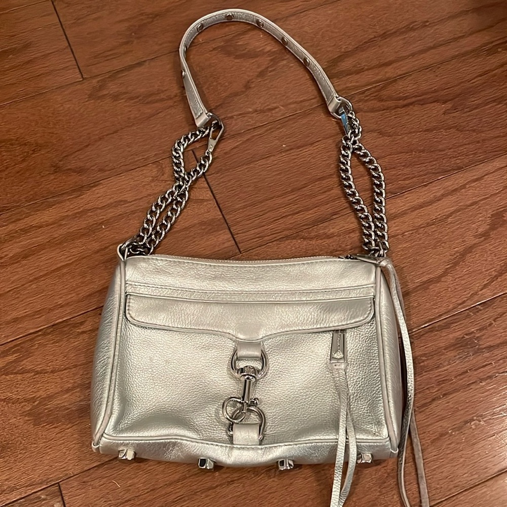 Rebecca Minkoff Mini Mac Silver Leather Crossbody Bag